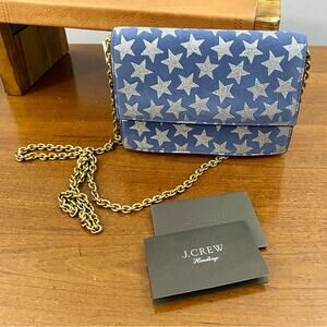 J.Crew Harrison Clutch Convertible Crossbody Bag Stars Glitter 4th of July NWT